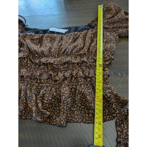 Astr the Label Fairfield Square Neck Crop Top Peasant Prairie Boho Puff Sleeve M - Picture 11 of 11